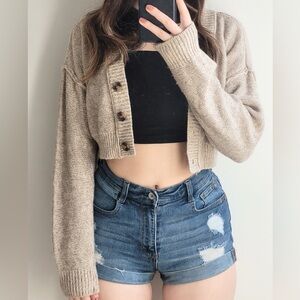 Garage Tan Knit Cardigan Sweater